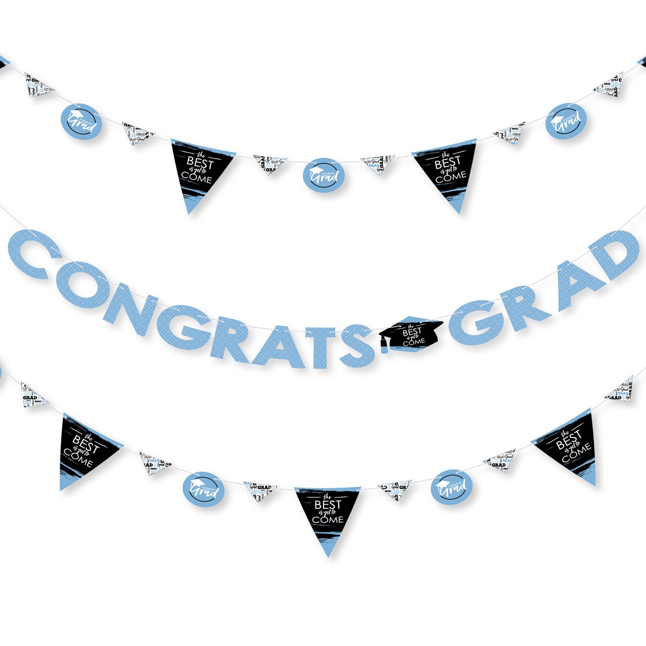 Big Dot of Happiness Light Blue Grad - Best is Yet to Come - Grad Party Letter Banner Decor - 36 Banner Cutouts and Congrats Grad Banner Letters